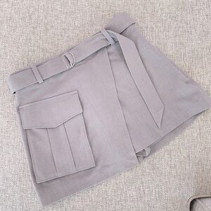 Grey Abercrombie Wrap-Front Utility Mini Skort
